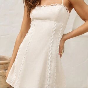 Cream Lace Trimmed Minidress